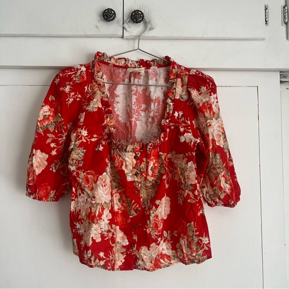 Sezane Kellia Shirt - Red Floral - Picture 1 of 6